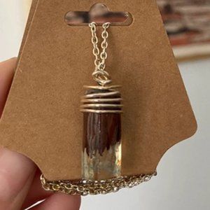 OOAK wood, resin and crystal wire wrap necklace